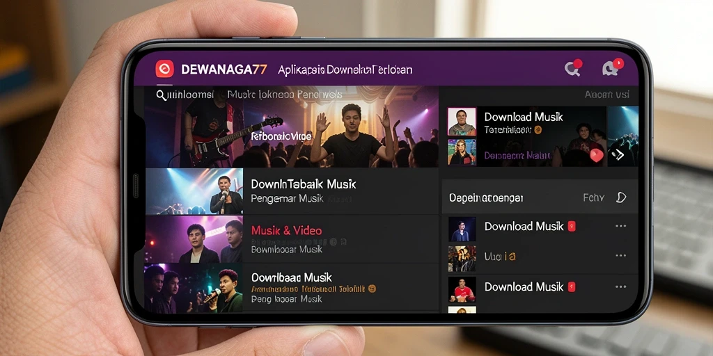 Tampilan antarmuka DEWANAGA77 yang memudahkan pengunduhan lagu.