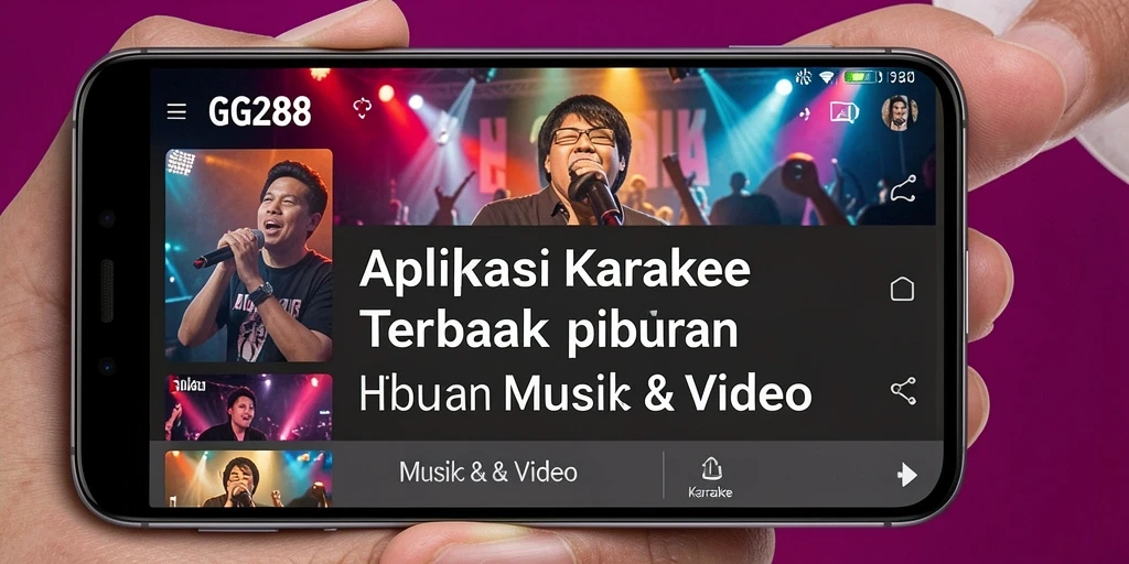 Antarmuka aplikasi GG288 dengan fitur Karaoke yang menarik.
