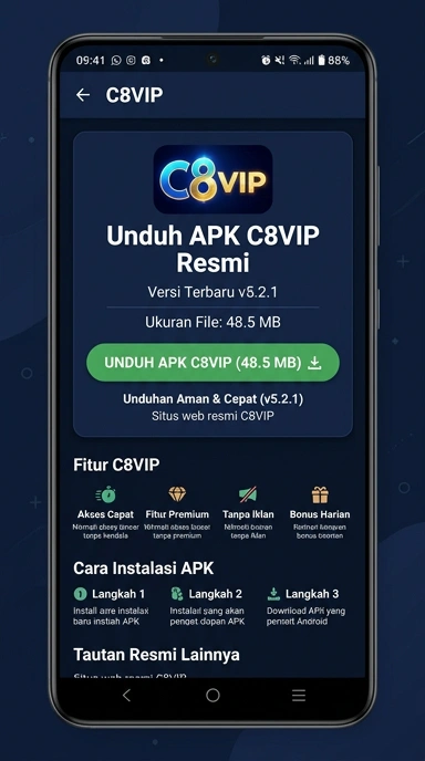 Tampilan halaman APK c8vip