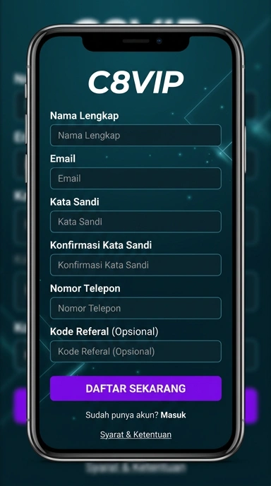 Tampilan halaman daftar c8vip